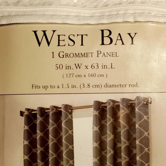 West Bay Grommet Window Curtain Panel  50"W x 63"L  Indigo  Coastal Pattern NEW - Picture 4 of 7